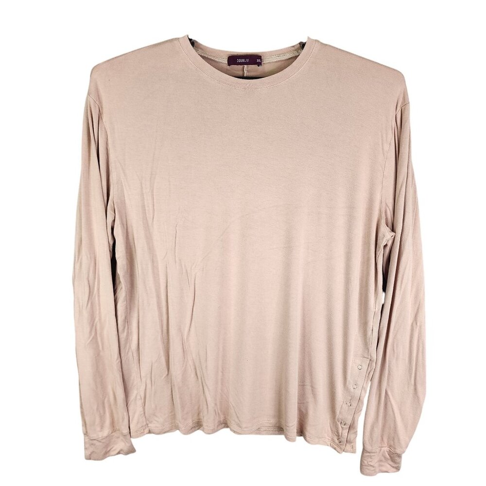 Womens Cream Doublju Shirt Long Sleeve Crew Neck Rayon Blend Stretch Size 3XL